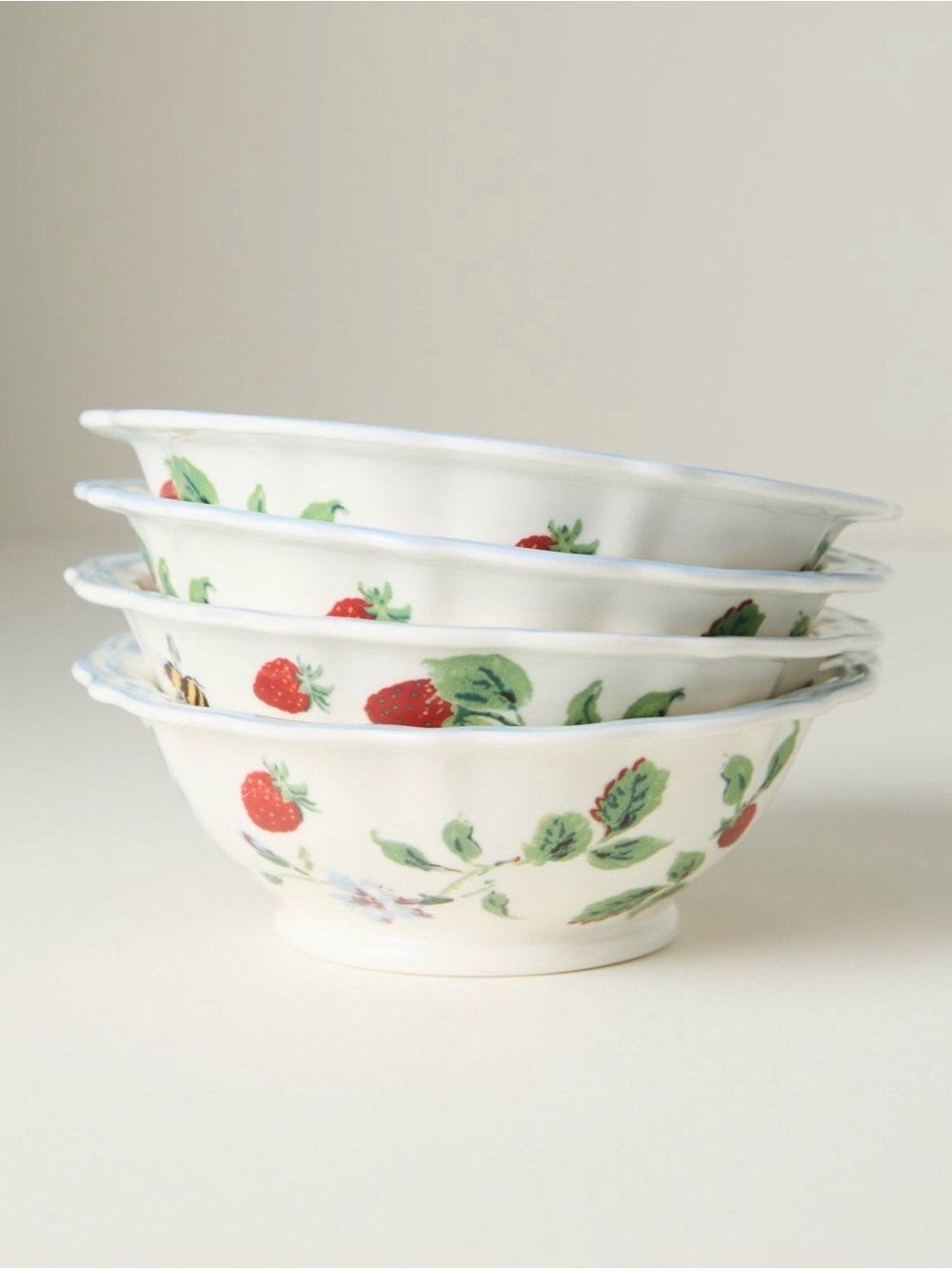 Anthropologie Camille Stoneware Cereal Bowls, Set of 4